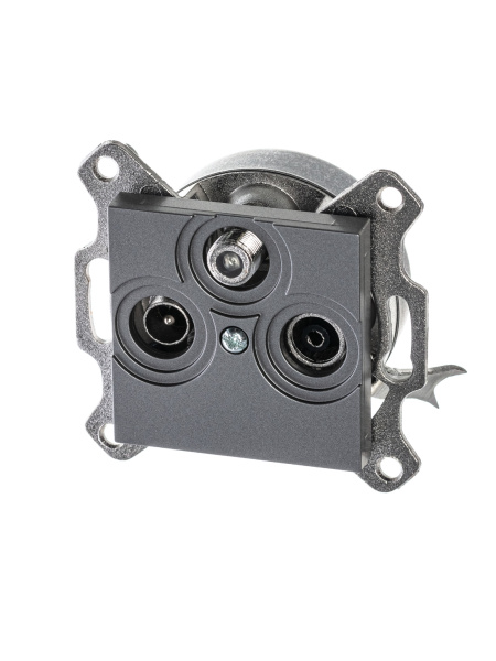 ABB EPJ Levit сталь / дымчатый чёрный Розетка TV-R-SAT, сталь 2CHH083303A6069