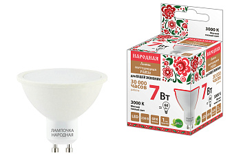 TDM Лампа светодиодная PAR16 7 Вт, 230 В, 3000 К, GU10 Народная SQ0340-1661