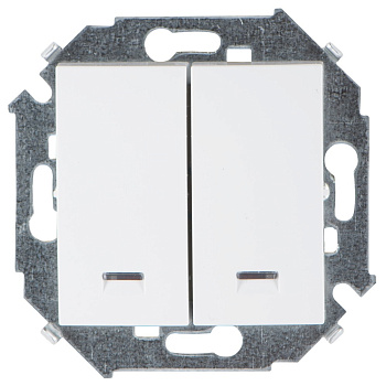 Simon 15 Белый Выключатель 2-клавишный с подсветкой, 16А, 250В, винт.зажим 1591392-030