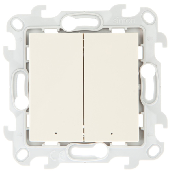 Simon 24 Слоновая кость Двухклавишный выключатель с подсветкой 2450392-031