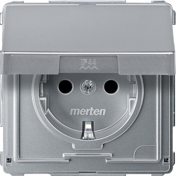 Купить SE Merten Aquadesign Алюминий Розетка Schuko с крышкой, защитными шторками, безвинт. зажим. MTN2310-7260