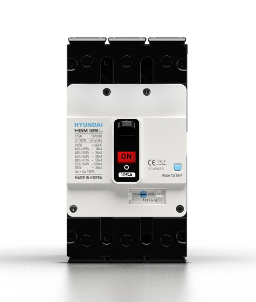 HYUNDAI Автоматический выключатель HGM125L 3PT4S0000C 00125F 100-125A ток к.з. 55kA AC380/415В 13.03.02.000604