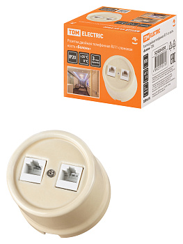 TDM Розетка двойная телефонная RJ11 сл. кость «Болонь» SQ1820-0350