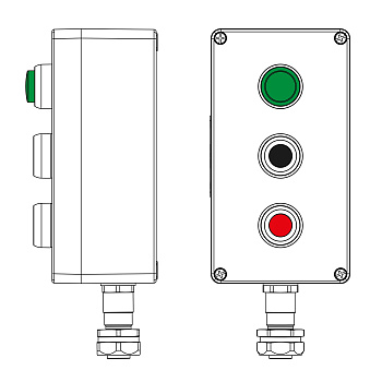 DKC Взрывозащищенный пост управления из полиэстера CPE-P-04-(1xLG(250)-1xP1B(11)-1xP1R(11))-1xKAEPM2MHK-20(C)1Ex d e IIC Т5 Gb / Ex tb IIIC T95°C Db I