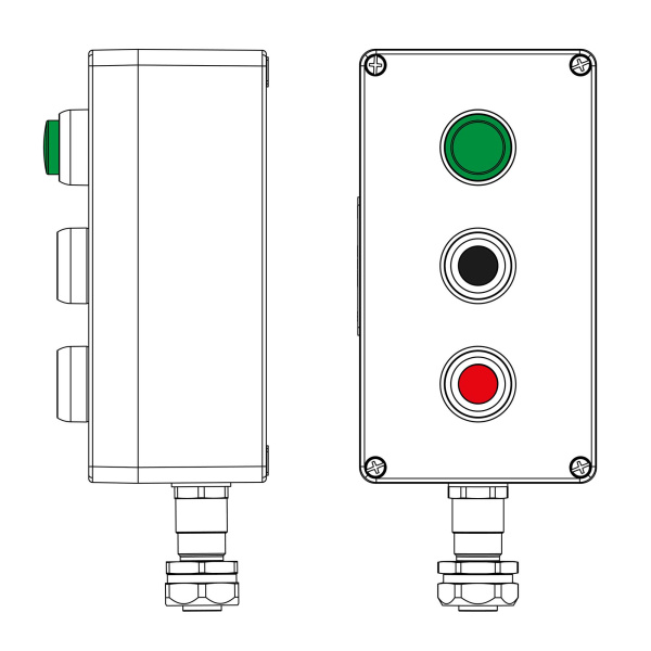DKC Взрывозащищенный пост управления из полиэстера CPE-P-04-(1xLG(250)-1xP1B(11)-1xP1R(11))-1xKAEPM2MHK-20(C)1Ex d e IIC Т5 Gb / Ex tb IIIC T95°C Db I