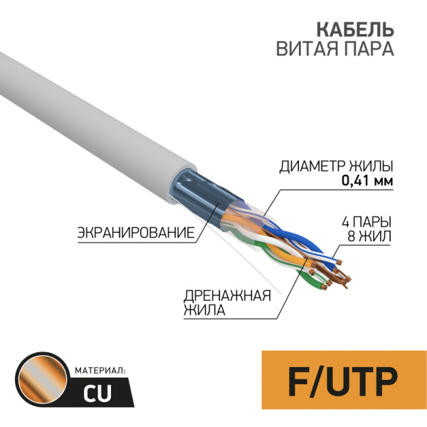 PROconnect Кабель FTP 4PR CAT5e 305м LIGHT 01-0148