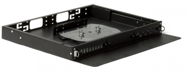 Hyperline FO-19V-1U-3xSLT-W130H30-24UN-BK Бокс оптический универсальный 19" выдвижной, с полкой, от 8 до 24 портов (SC, duplex LC, ST, FC), со сплайс 401216