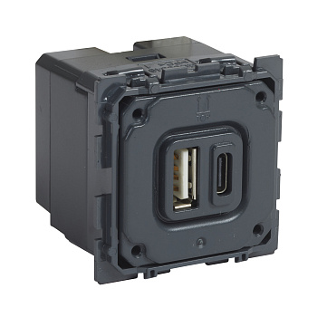 Legrand Сeliane Зарядное устройство с двумя USB-разъемами тип А / тип С 240В/5В 3000мА 067465