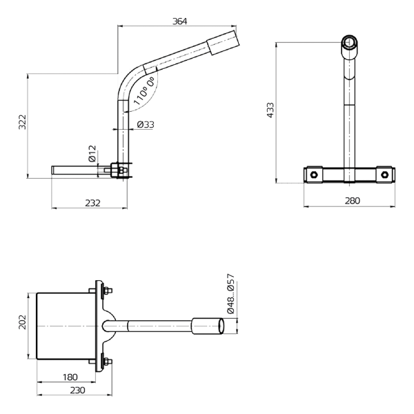 Купить Gauss Кронштейн для уличных светильников на опору с 1 хомутом 625х460х480 D60мм 903265203