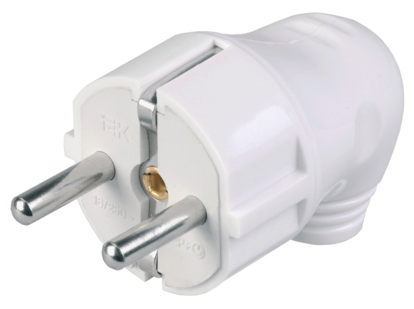 IEK ВПу11-01-Ст Вилка разборная угловая с з/к 16А белая