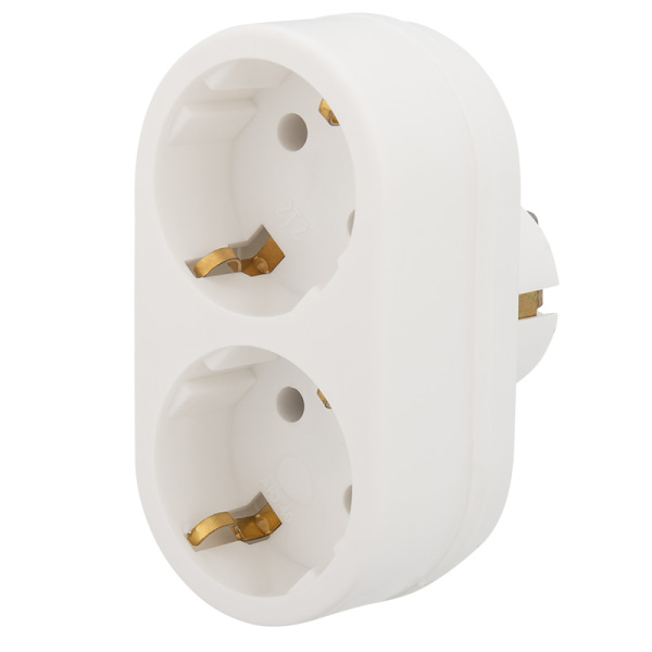 Двойник электрический , 16 А, с заземлением, белый Rexant 11-1075