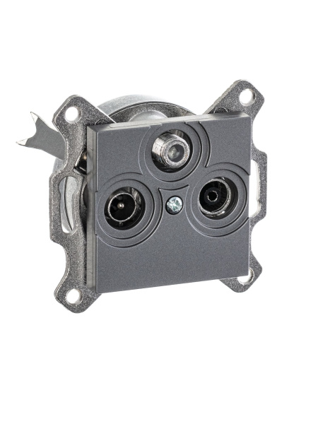 Купить ABB EPJ Levit сталь / дымчатый чёрный Розетка TV-R-SAT, сталь 2CHH083303A6069