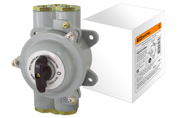 TDM Пакетный переключатель ПП 3-100/Н2 3П 100А 220В, силуминовый корпус, IP56 SQ0723-0083