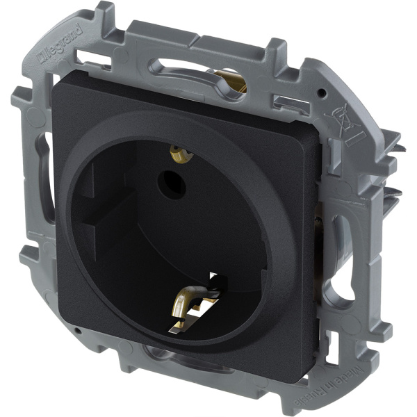 Купить Legrand INSPIRIA Антрацит Розетка 2К+З - немецкий стандарт - 16 А - 250 В 673723