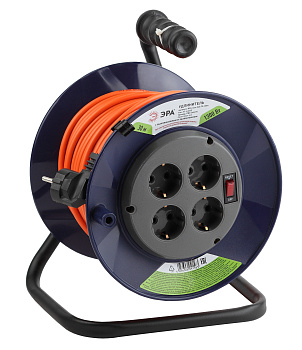 ЭРА RPx-4es-3х0.75-30m Удлинитель силовой на пластиковой катушке c/з 4 гн 30м ПВС 3х0.75