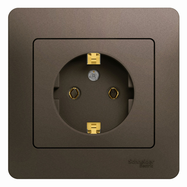 Systeme Electric Glossa Шоколад Розетка с/з, 16А (в сборе)