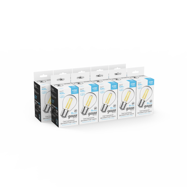 Купить Gauss Лампа Basic Filament Шар 4,5W 420lm 4100К Е27 LED 1051215