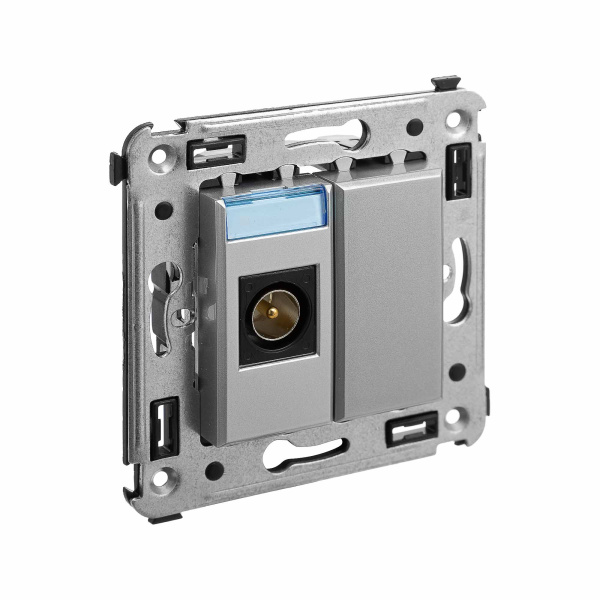 Купить DKC Розетка TV одиночная в стену, "Avanti", "Закаленная сталь"