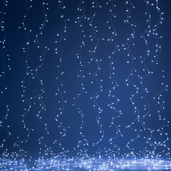 ЭРА Светодиодная новогодняя гирлянда ЭРА ENIZ-800H занавес Роса-мишура 3*2 м холодный свет 800 microled IP20