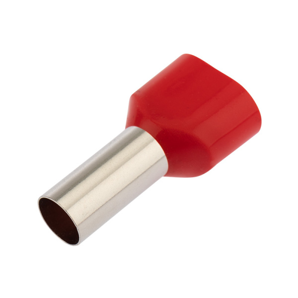 Наконечник штыревой втулочный изолированный F-14 мм 2х10 мм² (НШВи(2) 10-14/ Ги2 10-14) красный Rexant 06-0413-A