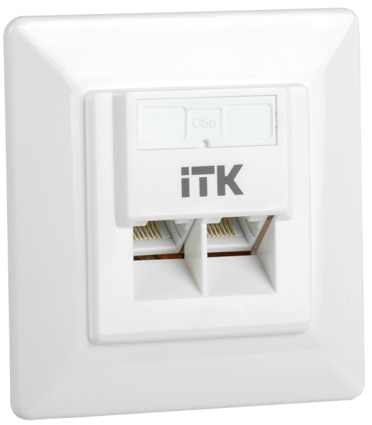 IEK ITK Внутренняя инф. розетка RJ45 кат. 5Е UTP 2 порта CS2-1C5EU-2-1
