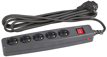 ЭРА SF-5es-4m-B Черный Сетевой фильтр надежная защита, с защитным шторками, с выключателем, 5гн, 4м, ПВС, 10А, шторки C0039531