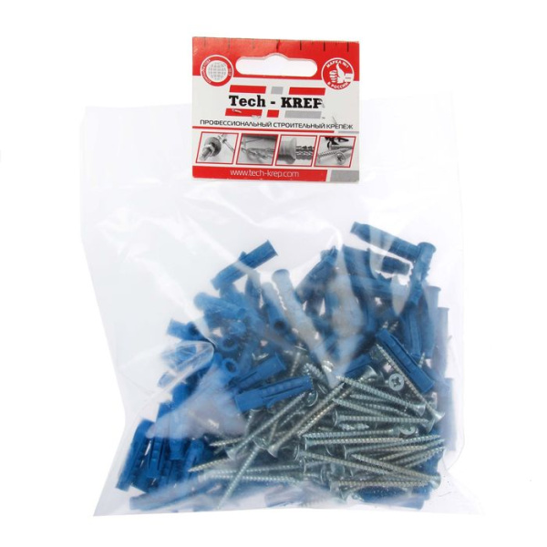 Купить Tech-Krep Саморез ШУц 3,0х30 пот. гол. + дюбель 5х25 (100 шт) - пакет 112935