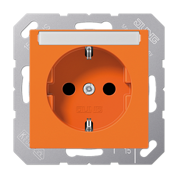 JUNG Штепсельная розетка SCHUKO 16A 250V~ с защитой от детей с полем для надписи термопласт оранжевая A1520BFKINAO