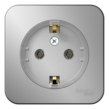 Systeme Electric Blanca наруж Алюминий Розетка с/з без шторок, (тонкая) 16А, 250В изолир. пластина