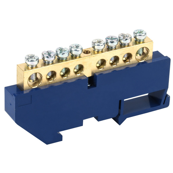 Шина «N» нулевая с синим изолятором на DIN-рейку 8x12 мм стойка бол. 8 групп Rexant 11-2347