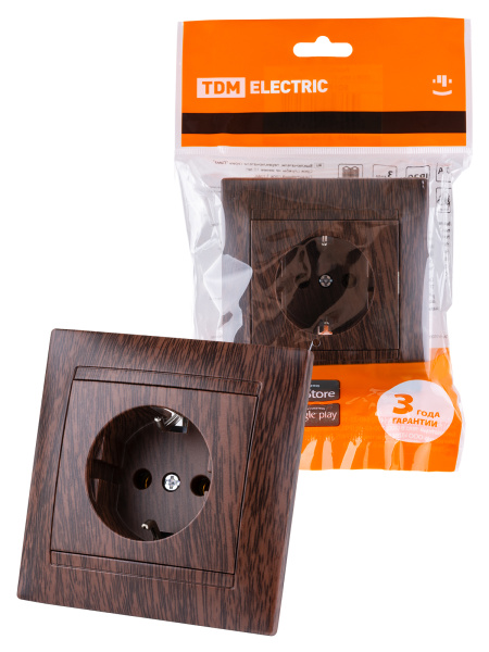 TDM Розетка 2П+З 16А 250В венге "Лама" SQ1815-0423