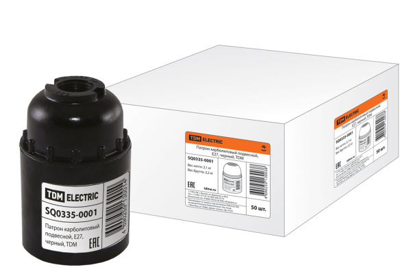 TDM Патрон E27 подвесной карболитовый, нипель d=10 SQ0335-0001