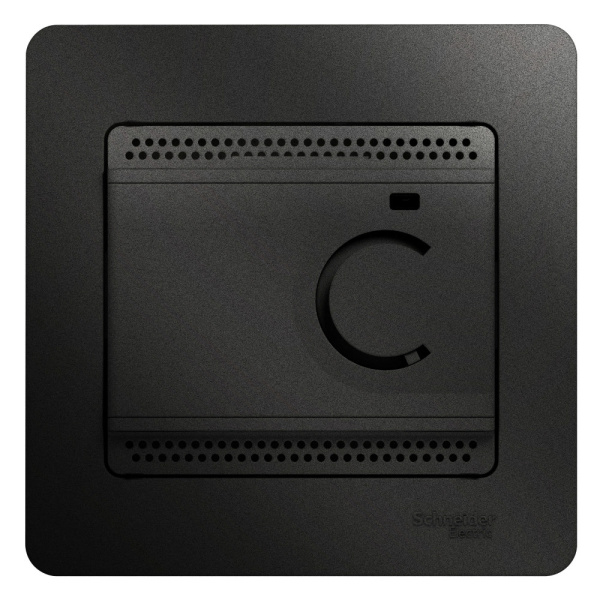 Systeme Electric Glossa Антрацит Термостат электронный теплого пола с датчиком, от +5 до +50°C, 10A (в сборе)