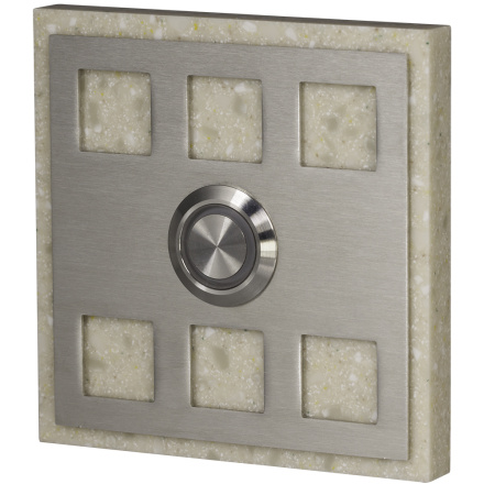 Zamel Кнопка звонка интерьерная, квадратная, с подсветкой, нерж. сталь/бежевый искусств. камень,  250 В PDK-251-BEZ
