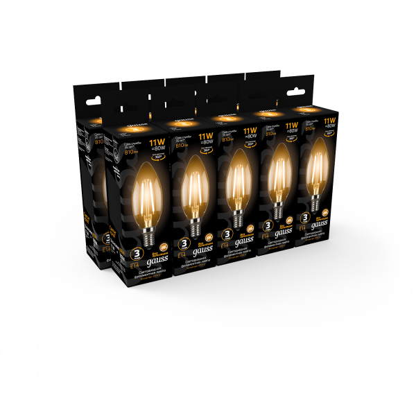 Купить Gauss Лампа Filament Свеча 11W 810lm 2700К Е14 LED 103801111