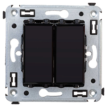 DKC Переключатель двухклавишный в стену, "Avanti", "Черный квадрат"