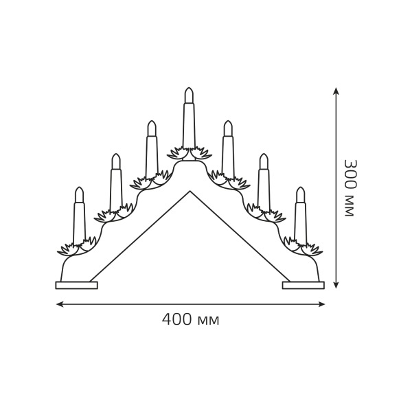 Купить Gauss Светильник светодиодный "Новогодняя горка" серия Holiday, 7 LED свечей, ,1W*7, тёплый свет, дерево, новогодний декор, батарейки в комплекте, HL020