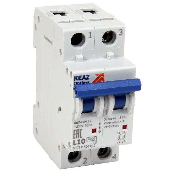 КЭАЗ Выключатель автоматический модульный OptiDin BM63-2L1-УХЛ3-АЭС 330055