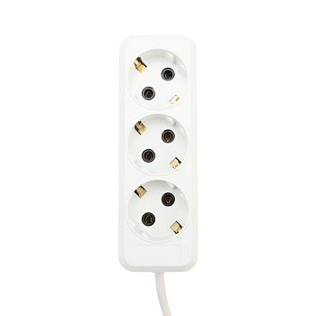 Удлинитель 3 гнезда, 3 м, 3х1.0 мм², с/з, белый (Сделано в России) Rexant 11-8734