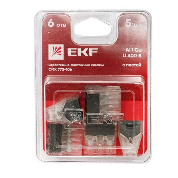 Купить Строительно-монтажная клемма СМК 773-106 6 отверстий 1,0-2,5мм2 блистер (5шт.) EKF PROxima