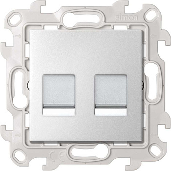 Simon 24 Алюминий Розетка для передачи данных 2xRJ45 Cat.5e UTP 2450593-033