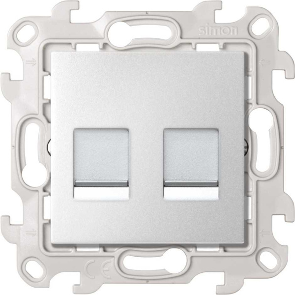 Simon 24 Алюминий Розетка для передачи данных 2xRJ45 Cat.5e UTP 2450593-033