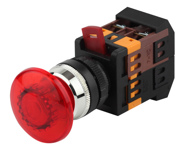 ЭРА Кнопка AELA22 "Грибок" красный d22мм неон/240В 1з+1р (10/400/3200)