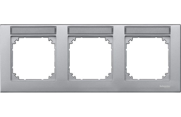 Купить SE Merten SM Алюминий Рамка 3-ая с полем для надписи (MTN472360)