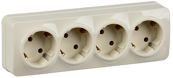 IEK GLORY РС24-3-ХК Розет. 4-ая с з/к о/у 16А GLORY кремовый