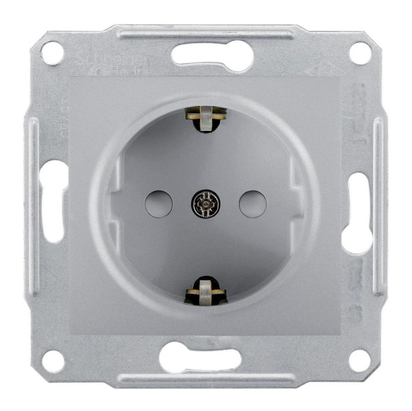 SE Sedna Алюминий Розетка 1-я с/з с защитными шторками SDN3000160