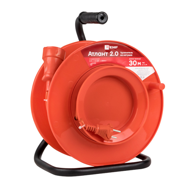 EKF PROxima Удлинитель на катушке "Атлант 2.0" 1 гнездо 50м без заземления  ПВС 2*0,75 6А/1,3кВт