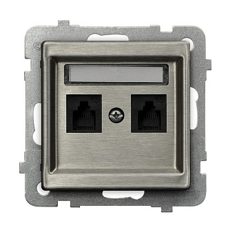 Ospel Sonata Сталь Розетка 2-я телефонная, промежуточная без рамки GPT-2RMN/m/37