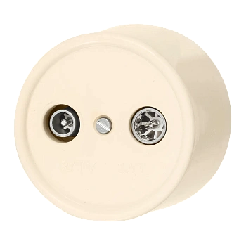 BIRONI Лизетта Пластик Песочное золото Розетка R/TV-SAT проходная B1-305-24