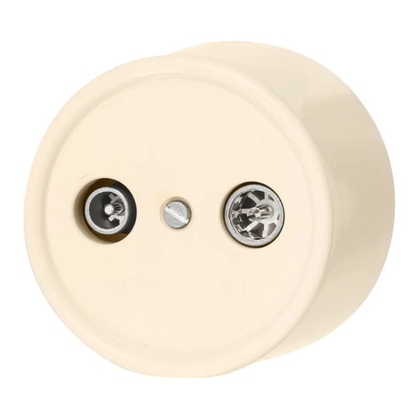 BIRONI Лизетта Пластик Песочное золото Розетка R/TV-SAT проходная B1-305-24